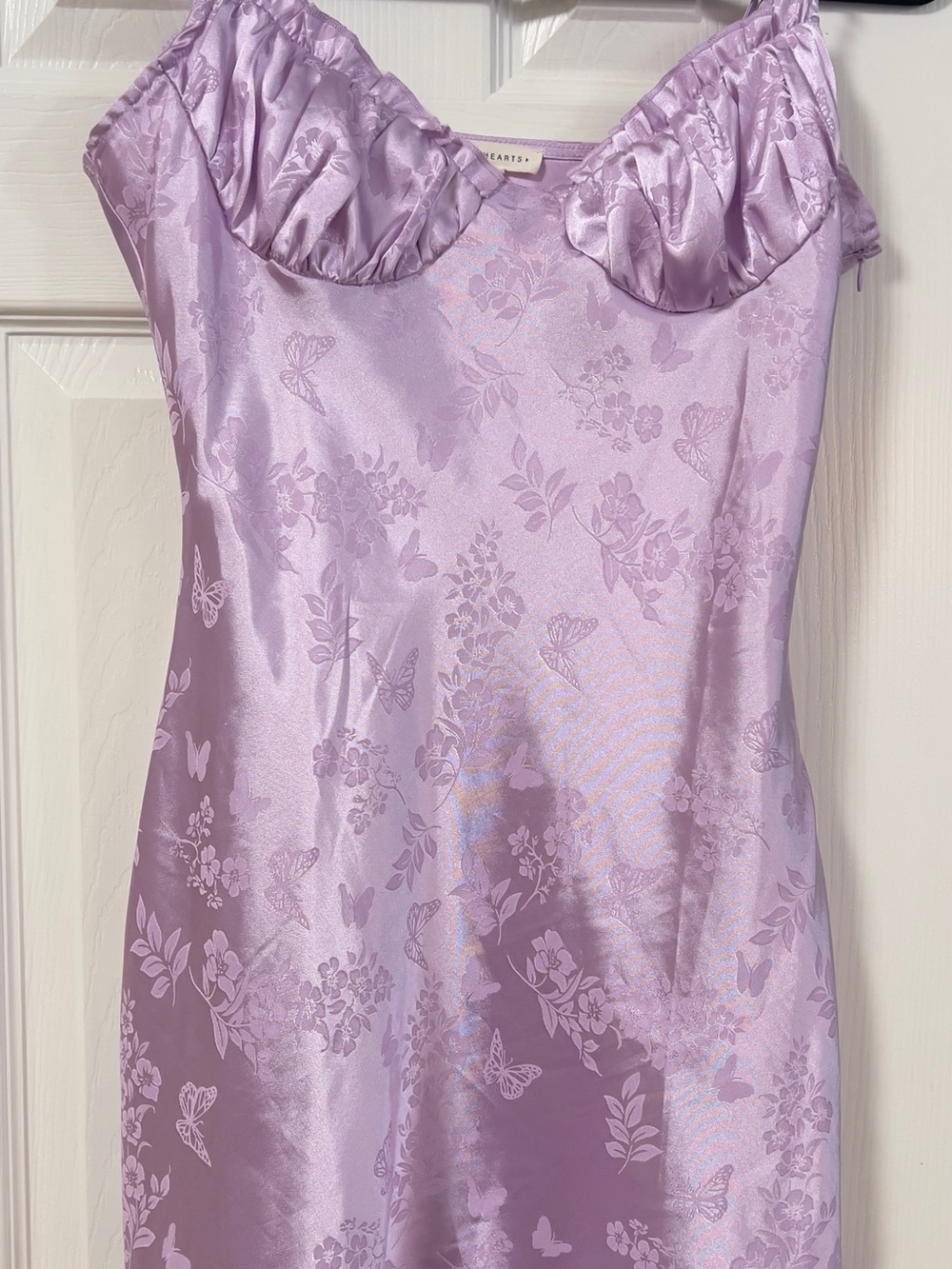 La Hearts Lavender Floral Satin Slip Dress